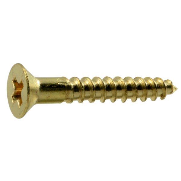 Midwest Fastener Wood Screw, #4, 3/4 in, Plain Brass Flat Head Phillips Drive, 100 PK 02846 - main